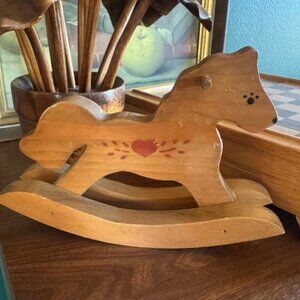 Vintage Wooden Rocking Horse Decor
